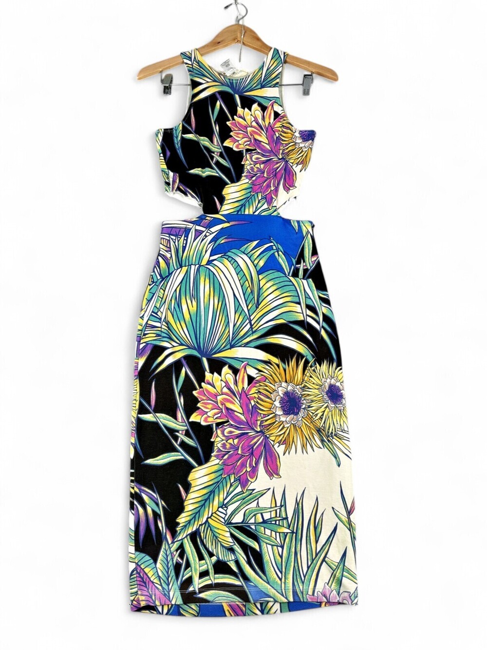 Mara Hoffman Floral Tropical Cutout Midi Dress Sz S
